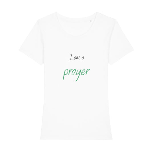 christliches T-Shirt für Frauen in weiß aus 100 % Bio-Baumwolle "I am a prayer" aus unserer I am... Kollektion