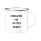 Schulkind mit Gottes Segen:
Weiße Kindertasse mit christlichem Einschulungsdesign „Schulkind mit Gottes Segen“ in schwarzer Pixel-Schrift auf weißem Hintergrund.