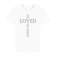 christliches T-Shirt für Männer in weiß aus 100 % Bio-Baumwolle "he loved me first!" aus unserer he... Kollektion