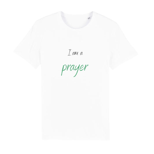 christliches T-Shirt für Männer in weiß aus 100 % Bio-Baumwolle "I am a prayer" aus unserer I am... Kollektion