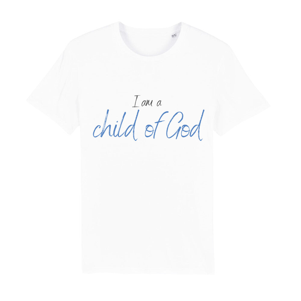 christliches T-Shirt für Männer in weiß aus 100 % Bio-Baumwolle "I am a child of God" aus unserer I am... Kollektion