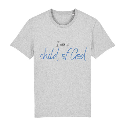 christliches T-Shirt für Männer in grau aus 100 % Bio-Baumwolle "I am a child of God" aus unserer I am... Kollektion