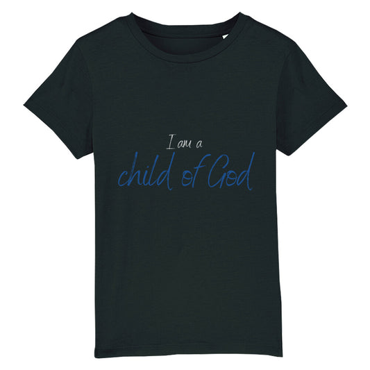 christliches T-Shirt für Kids in schwarz aus 100 % Bio-Baumwolle " I am a child of God " aus unserer I am... Kollektion