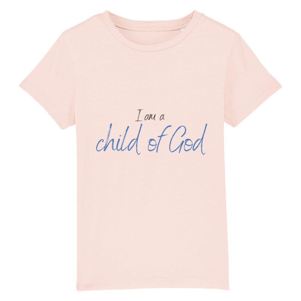 christliches T-Shirt für Kids in rosa aus 100 % Bio-Baumwolle " I am a child of God " aus unserer I am... Kollektion