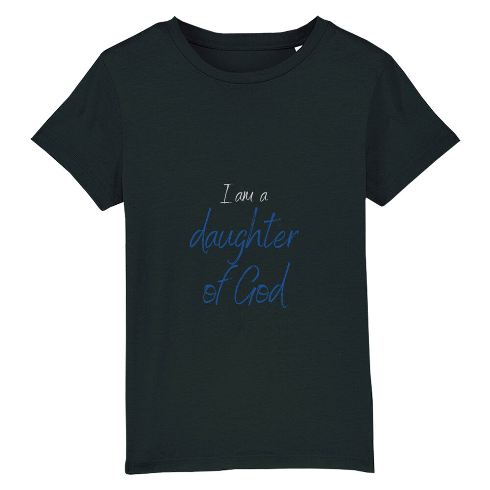 christliches T-Shirt für Kids in schwarz aus 100 % Bio-Baumwolle " I am a daughter of God " aus unserer I am... Kollektion