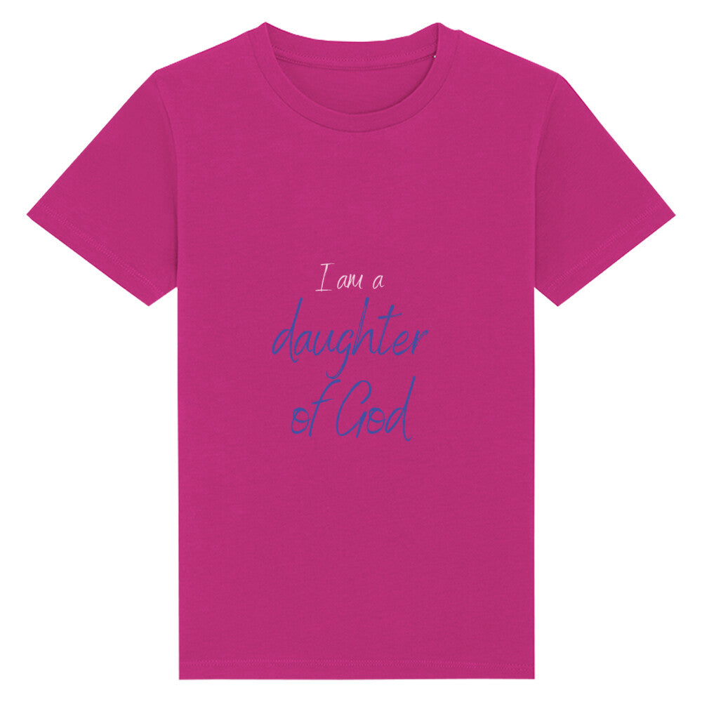 christliches T-Shirt für Kids in lila aus 100 % Bio-Baumwolle " I am a daughter of God " aus unserer I am... Kollektion