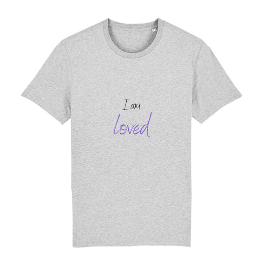 christliches T-Shirt für Männer in grau aus 100 % Bio-Baumwolle "I am a loved" aus unserer I am... Kollektion