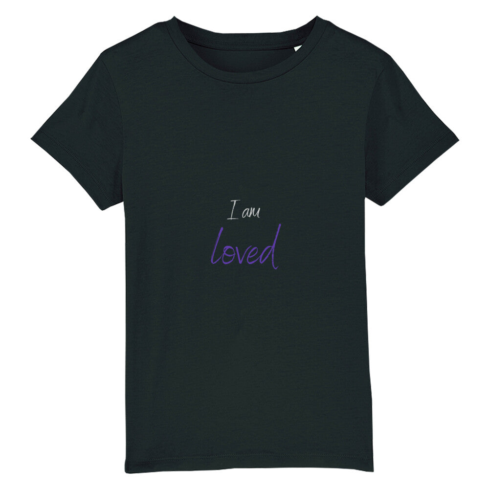 christliches T-Shirt für Kids in schwarz aus 100 % Bio-Baumwolle " I am a loved " aus unserer I am... Kollektion