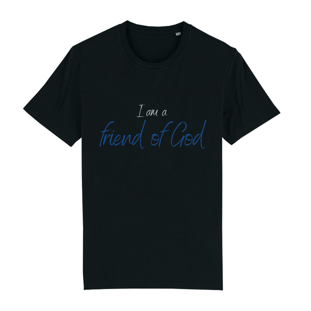 christliches T-Shirt für Männer in schwarz aus 100 % Bio-Baumwolle "I am a friend of God" aus unserer I am... Kollektion