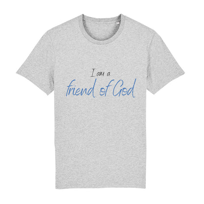 christliches T-Shirt für Männer in grau aus 100 % Bio-Baumwolle "I am a friend of God" aus unserer I am... Kollektion