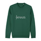 christliches Sweatshirt für Frauen und Männer in grün aus Bio-Baumwolle "Jesus" mit durchbohrendem Nagel