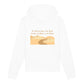 christlicher Hoodie für Frauen und Männer in weiß aus Bio-Baumwolle " Ich will einen Weg in der Wüste bereiten und Ströme in der Einöde " nach Jesaja 43,18-19
