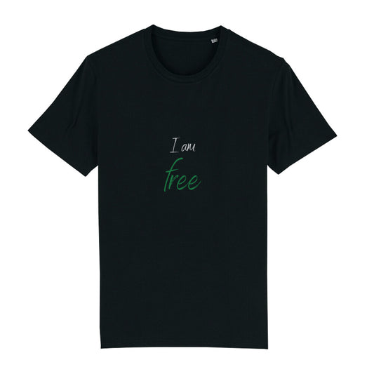 christliches T-Shirt für Männer in schwarz aus 100 % Bio-Baumwolle "I am a free" aus unserer I am... Kollektion