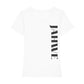 christliches T-Shirt für Frauen in weiß aus 100 % Bio-Baumwolle "Jahwe"