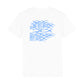 christliches T-Shirt mit einem Unisex-Schnitt in weiß aus 100 % Bio-Baumwolle Rückseite blaue Fische die gegen den Strom schwimmen. Erhältlich in den Größen S bis XXL