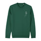 christliches Sweatshirt mit einem Unisex-Schnitt in dunkelgrün aus Bio-Baumwolle mit einem Blumenstrauß und dem Schriftzug Jesus minimalistisch rechts auf der Brust. Erhältlich in den Größen XS bis XXL