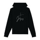christlicher Hoodie mit einem Unisex-Schnitt in schwarz aus Bio-Baumwolle mit einem Kreuz und dem Schriftzug Jesus mitten auf der Brust. Erhältlich in den Größen XS bis XXL