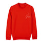christliches Sweatshirt mit einem Unisex-Schnitt in feuerrot aus Bio-Baumwolle mit einem Kreuz und dem Schriftzug Jesus minimalistisch rechts auf der Brust. Erhältlich in den Größen XS bis XXL