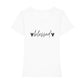 christliches T-Shirt mit einem Frauen-Schnitt in weiß aus 100 % Bio-Baumwolle mittig auf der Brust "❤︎ blessed ❤︎". Erhältlich in den Größen XS bis XXL
