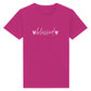 christliches T-Shirt für Kinder mit einem Unisex-Schnitt in lila aus 100 % Bio-Baumwolle mittig auf der Brust "blessed". Erhältlich in den Größen 98/104 bis 152/164