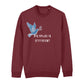 christliches Sweatshirt mit einem Unisex-Schnitt in dunkelrot aus Bio-Baumwolle "His grace is " mit dem Schriftzug " His grace is sufficient " und einer Taube mittig auf der Brust. Erhältlich in den Größen XS bis XXL und in weiteren Farben