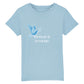 christliches T-Shirt für Kinder mit einem Unisex-Schnitt in hellblau aus 100 % Bio-Baumwolle "His grace is " mit dem Schriftzug " His grace is sufficient " und einer Taube mittig auf der Brust. Erhältlich in den Größen 98/104 bis 152/164