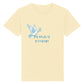christliches T-Shirt für Kinder mit einem Unisex-Schnitt in hellgelb aus 100 % Bio-Baumwolle "His grace is " mit dem Schriftzug " His grace is sufficient " und einer Taube mittig auf der Brust. Erhältlich in den Größen 98/104 bis 152/164