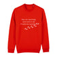 christliches Sweatshirt mit einem Unisex-Schnitt in feuerrot aus Bio-Baumwolle auf der Vorderseite sind Fußspuren und der Text "Wer mit nachfolgt, wird nicht in der Finsternis wandeln..." . Erhältlich in den Größen XS bis XXL