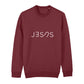 christliches Sweatshirt mit einem Unisex-Schnitt in dunkelrot aus Bio-Baumwolle auf der Vorderseite "JESUS" mittig auf der Brust. Erhältlich in den Größen XS bis XXL