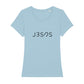 christliches T-Shirt mit einem Frauen-Schnitt in hellblau aus 100 % Bio-Baumwolle mit dem Schriftzug "Jesus" mittig auf der Brust. Erhältlich in den Größen XS bis XXL