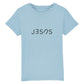 christliches T-Shirt für Kinder mit einem Unisex-Schnitt in hellblau aus 100 % Bio-Baumwolle mittig auf der Brust "Jesus". Erhältlich in den Größen 98/104 bis 152/164