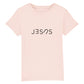 christliches T-Shirt für Kinder mit einem Unisex-Schnitt in pink aus 100 % Bio-Baumwolle mittig auf der Brust "Jesus". Erhältlich in den Größen 98/104 bis 152/164
