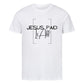 christliches T-Shirt mit einem Unisex-Schnitt in weiß aus 100 % Bio-Baumwolle mittig auf der Brust "Jesus paid it all". Erhältlich in den Größen S bis 4XL