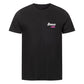 christliches T-Shirt mit einem Unisex-Schnitt in schwarz aus 100 % Bio-Baumwolle rechts minimalistisch auf der Brust "Jesus lebt". Erhältlich in den Größen S bis 4XL