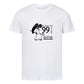 christliches T-Shirt mit einem Unisex-Schnitt in weiß aus 100 % Bio-Baumwolle mittig auf der Brust "Er lässt die 99 für das eine" mit einem Hirten der ein Scharf auf dem Rücken trägt. Erhältlich in den Größen S bis 4XL
