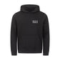 christlicher Hoodie mit einem Unisex-Schnitt in schwarz aus Bio-Baumwolle rechts minimalistisch auf der Brust "New life in Jesus". Erhältlich in den Größen XS bis XXL