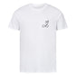 christliches T-Shirt mit einem Unisex-Schnitt in weiß aus 100 % Bio-Baumwolle rechts minimalistisch auf der Brust das unendlich Zeichen und darüber ein Herz. Erhältlich in den Größen S bis 4XL